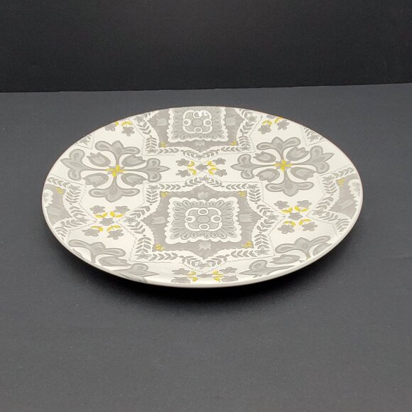 Pier 1 Malina Tapestry Salad Plate Gray White Yellow Floral Tapestry Plate - Picture 5 of 6